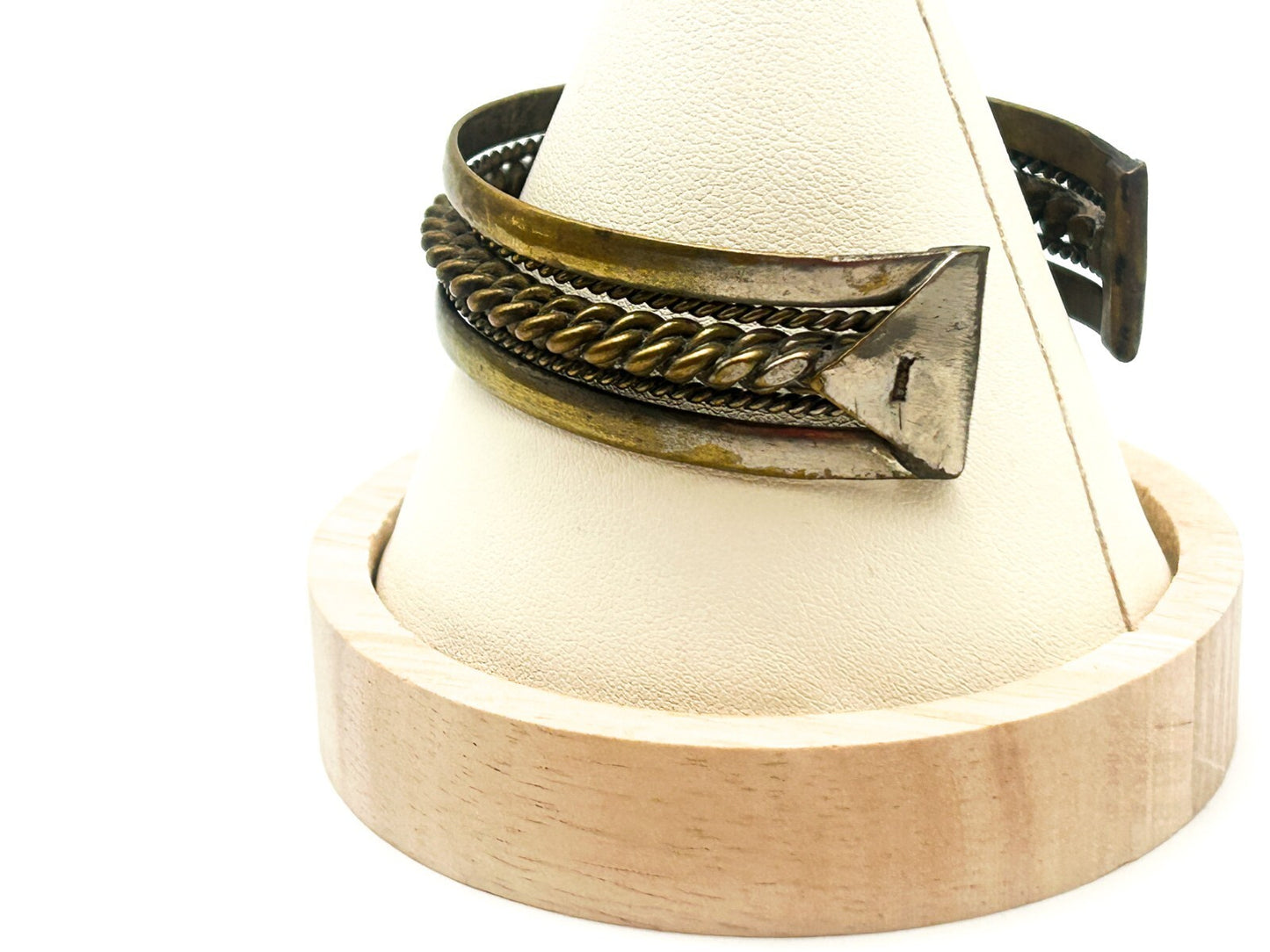 Vintage Bedouin Brass Cuff Bracelet Sinai Bohemian Rope Statement Bangle