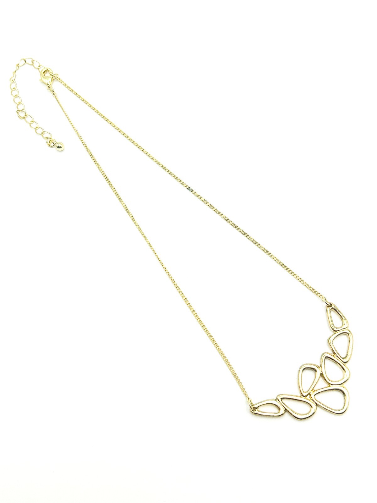 Gold Tone Teardrop Necklace Minimalist Abstract Panel Dainty Chain 16”