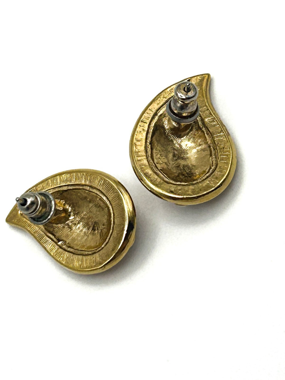 Vintage (90s) Avon Gold Tone Rope-effect Teardrop Stud Earrings