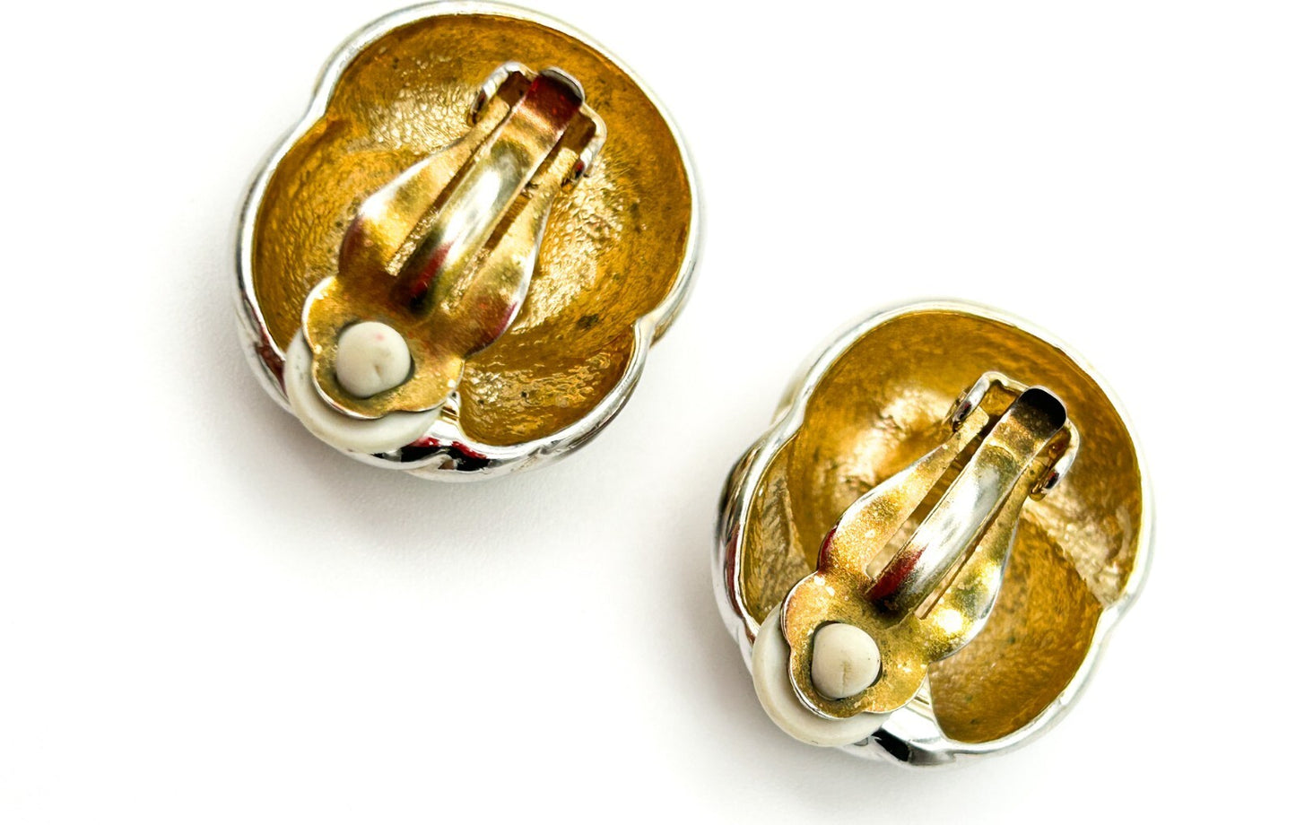 Vintage Chunky Gold and Silver Tone and Enamel Clip On Earrings Bundle 80s Retro