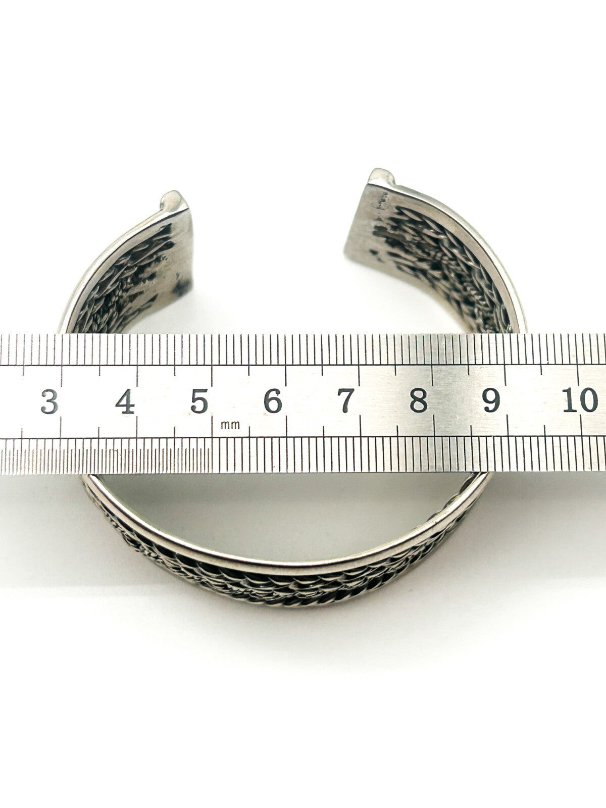 Silver Tone Woven Braid Rope Effect Cuff Bracelet Chunky Wide Adjustable Bangle