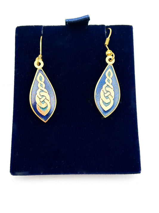 VTG Celtic Lands Sea Gems Collection Blue Enamel & Gold-Plated Teardrop Earrings