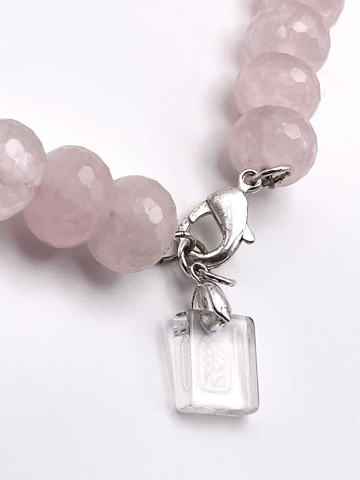 ASKA Faceted Rose Quartz Rondelle Beaded Necklace