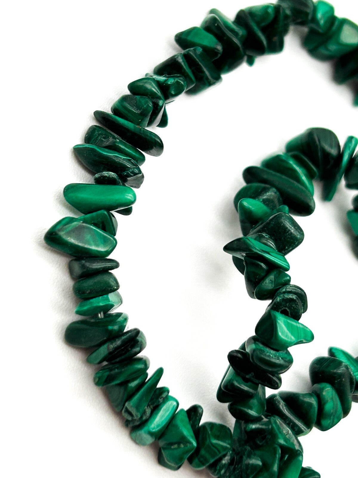 Vintage Malachite Chip Bead Choker Necklace Green Stone Natural Boho Polished