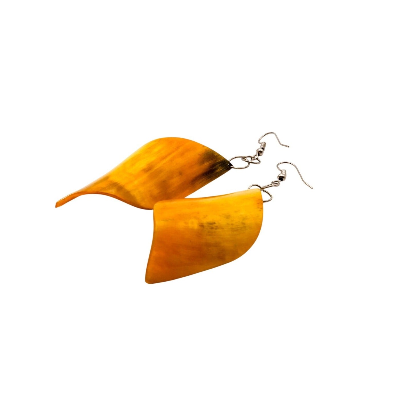 Large Curled Dangle Boho Statement Earrings - Organic Material