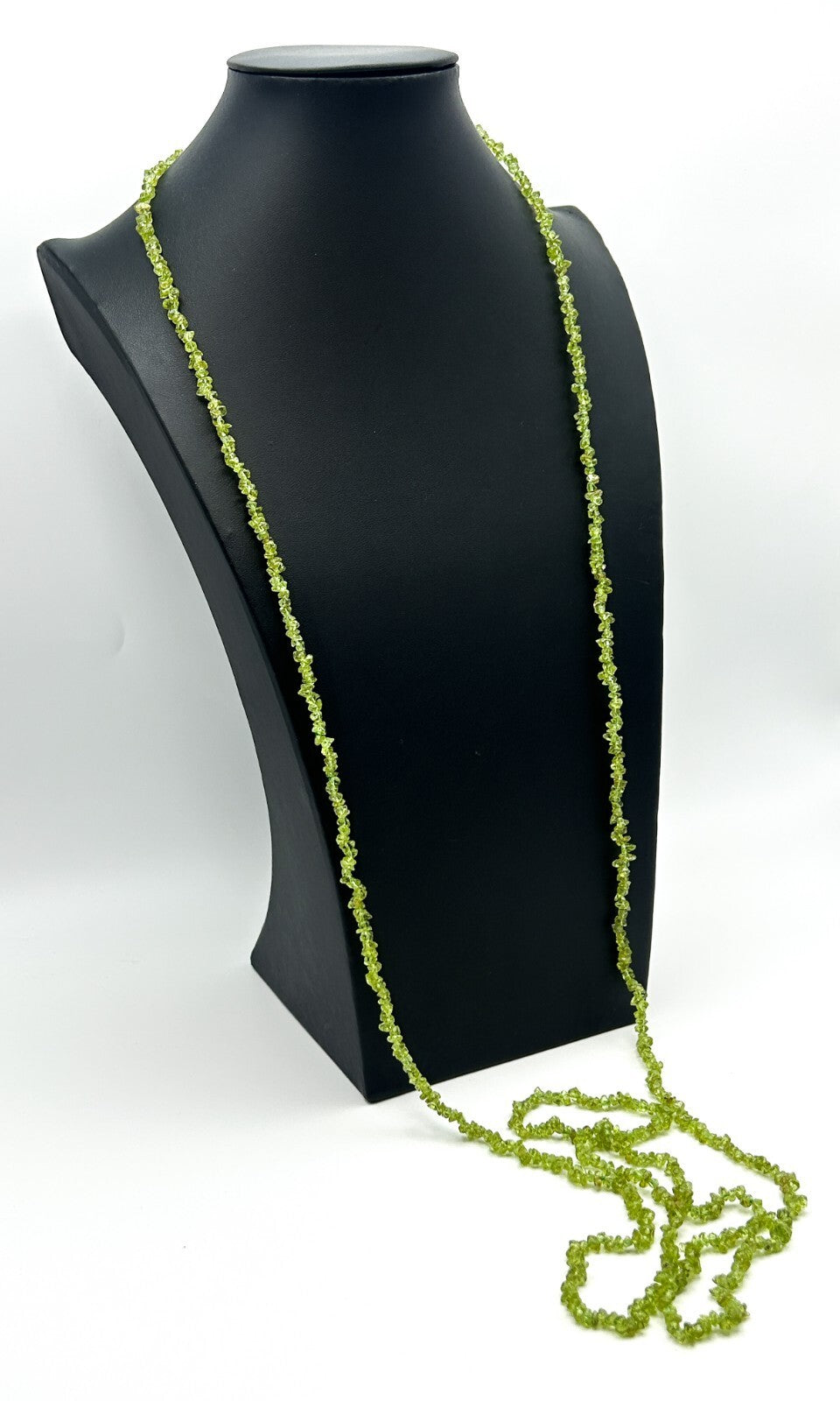 Long Layering Necklace Green Chip Beads Flapper Boho Continuous Strand