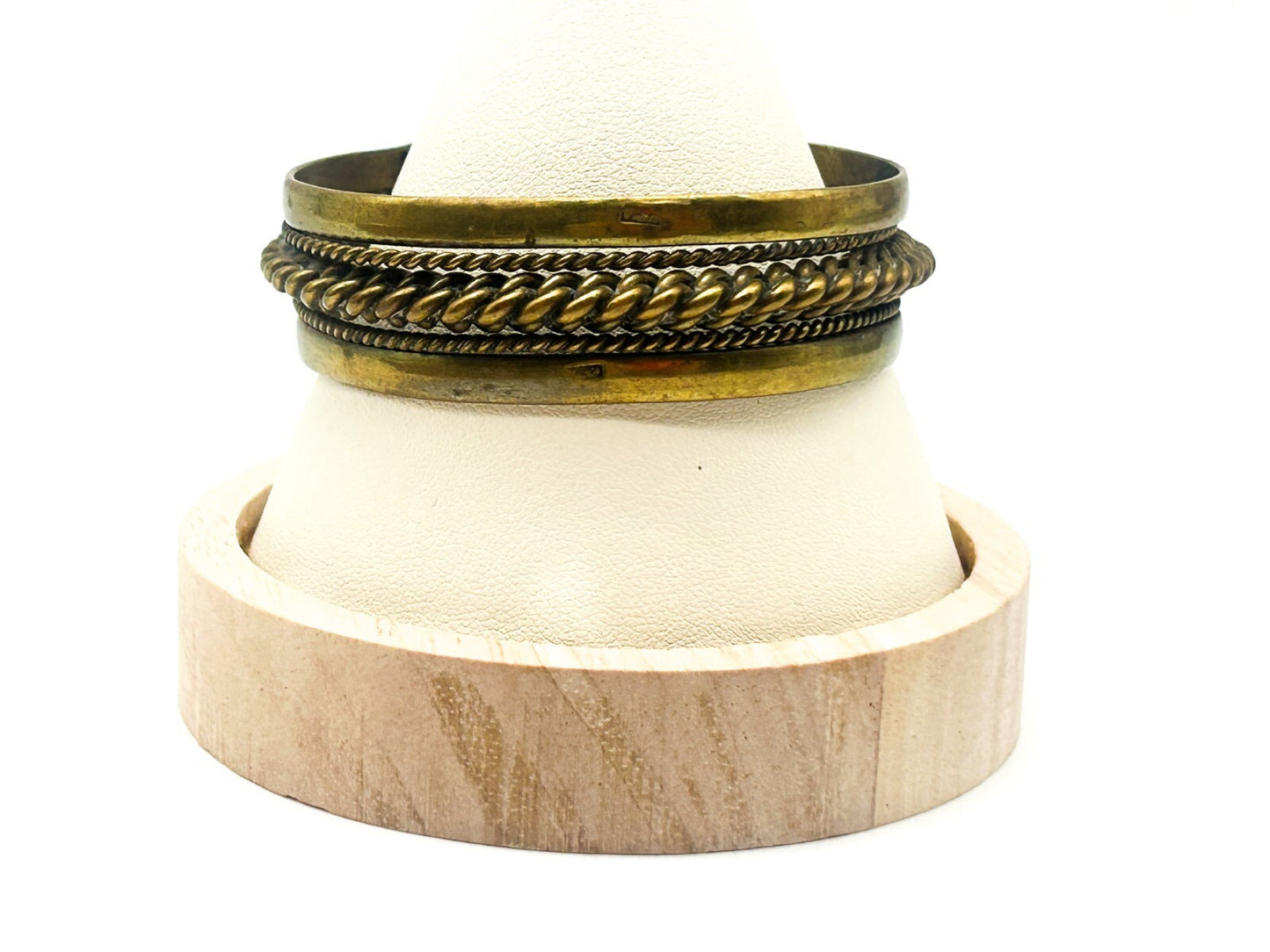 Vintage Bedouin Brass Cuff Bracelet Sinai Bohemian Rope Statement Bangle