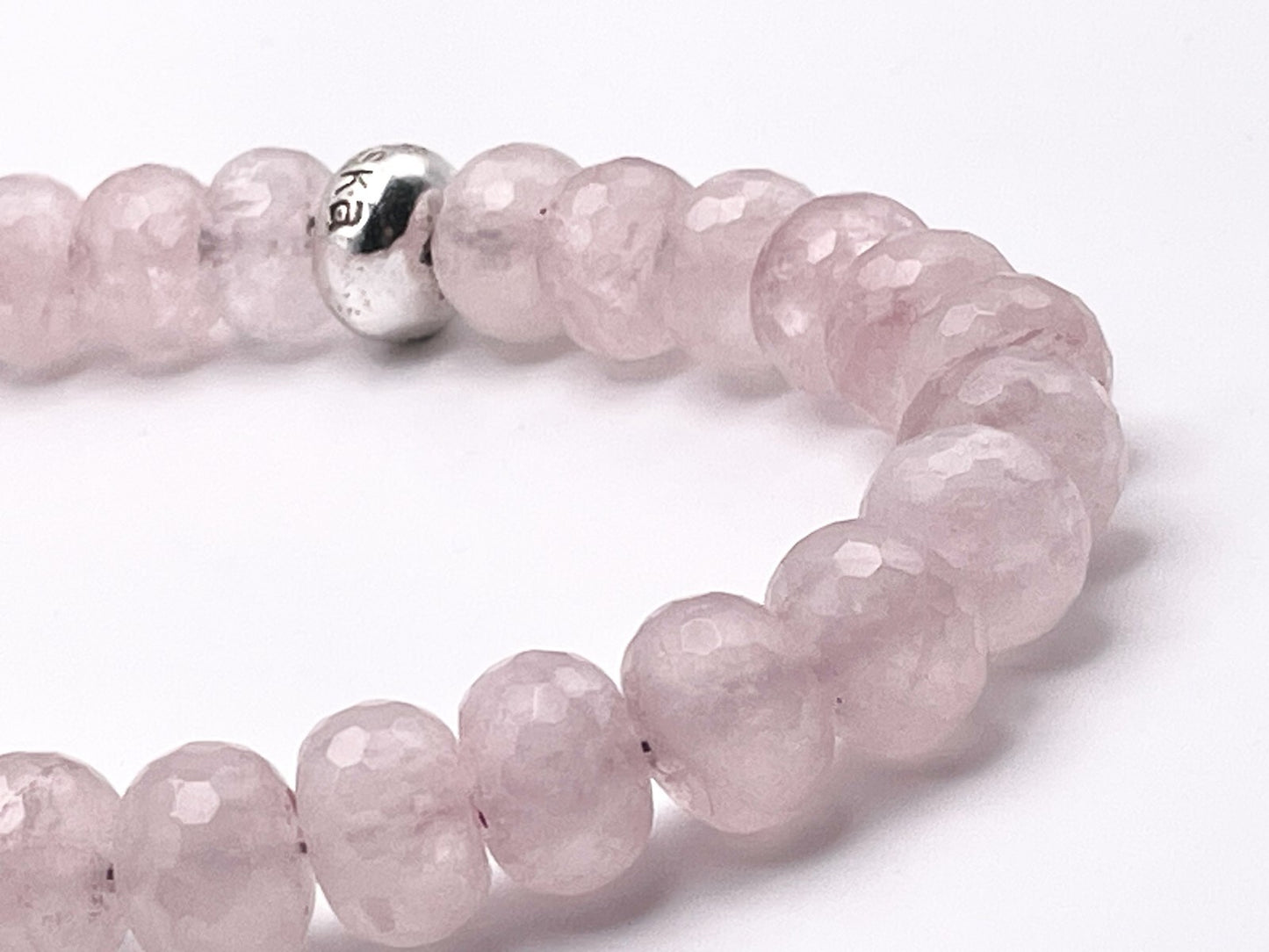 ASKA Faceted Rose Quartz Rondelle Beaded Necklace