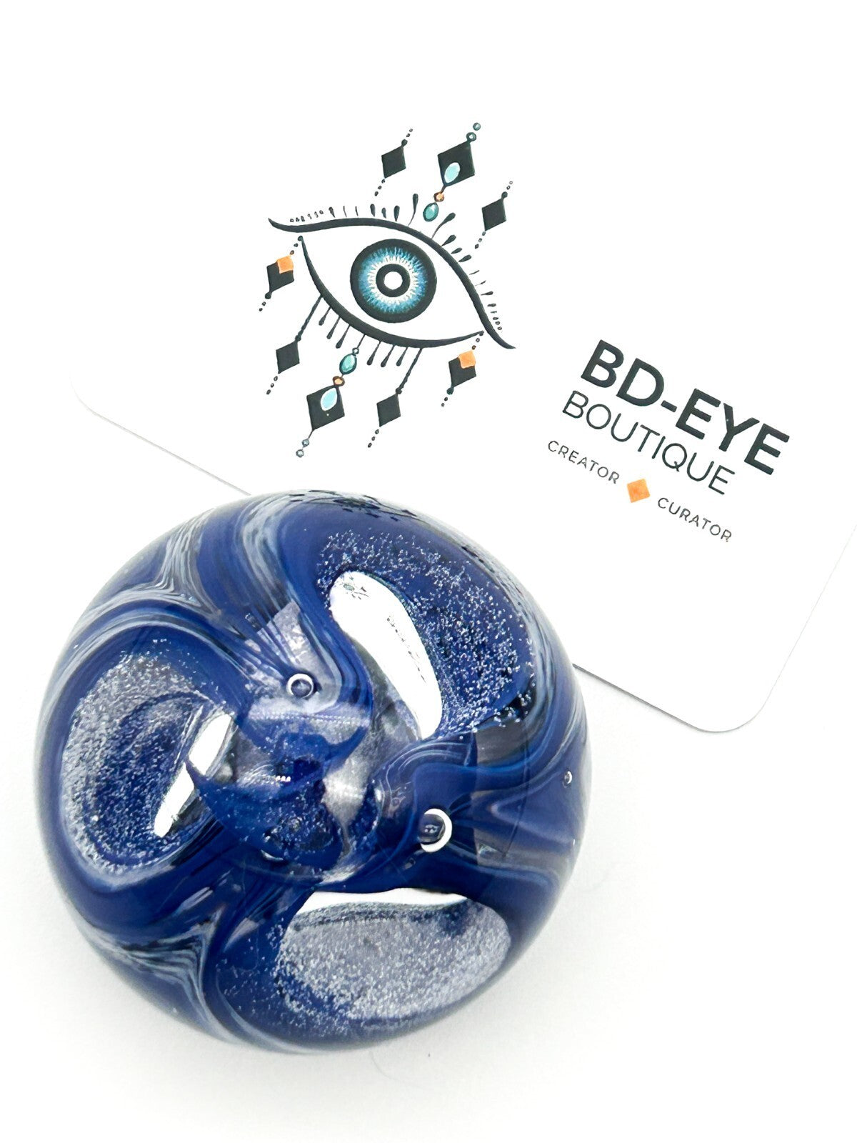 Vintage 1999 Signed SGL Blue Swirl 'Flourise' Paperweight Art Glass