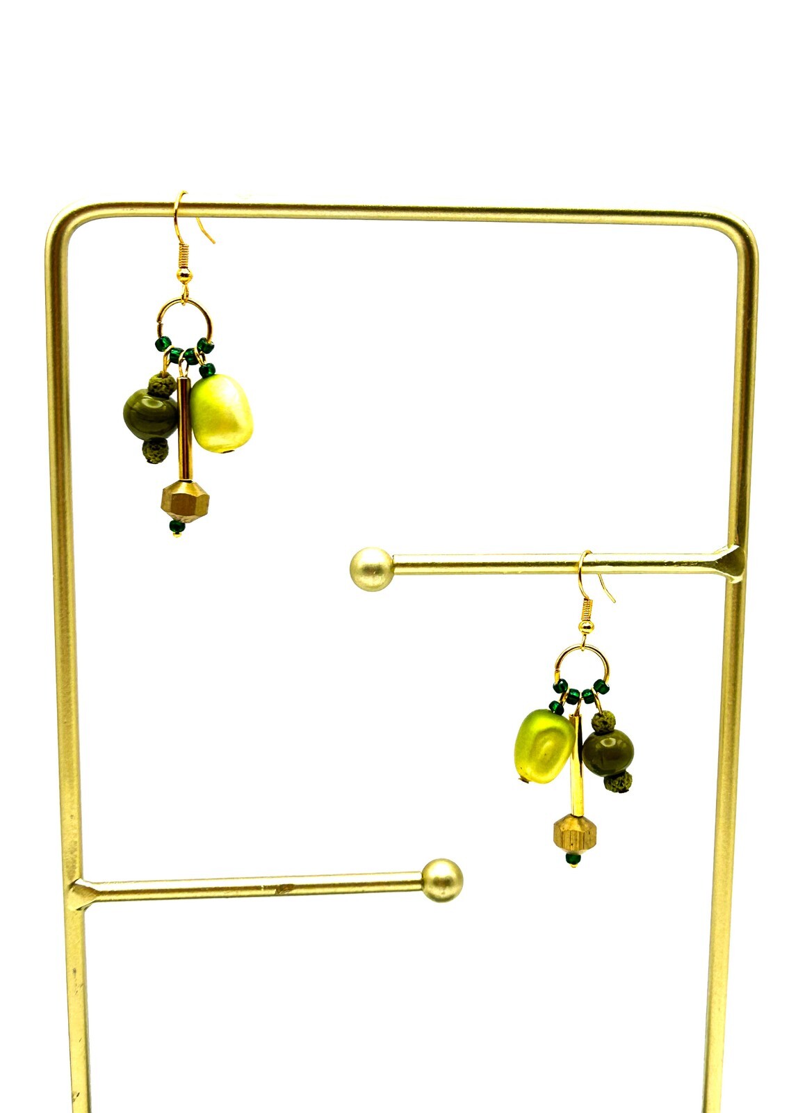 BD-Eye Original Green Cha Cha Necklace & Earrings Set Vintage Beads Statement