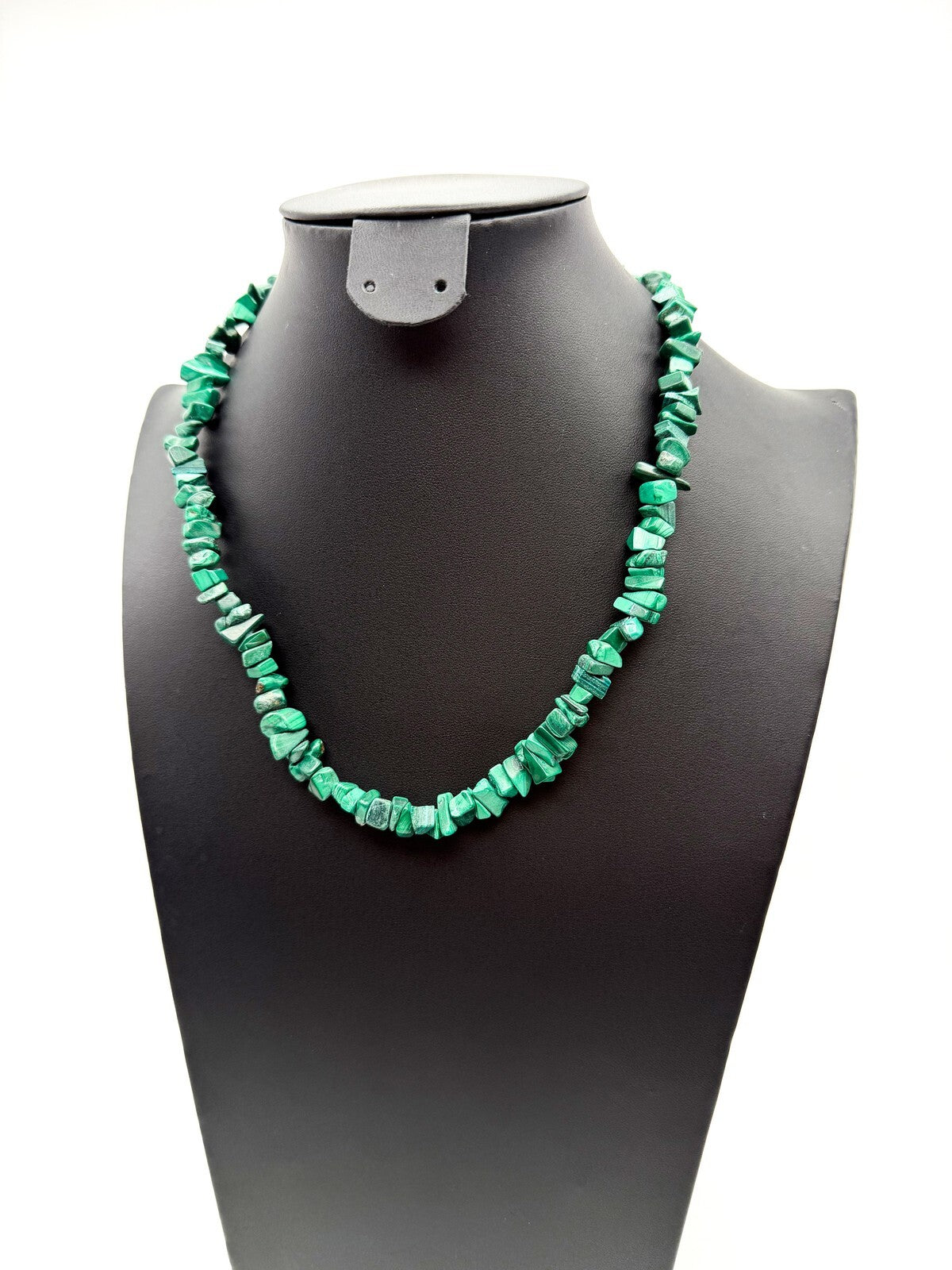 Vintage Malachite Chip Necklace - Semi-precious Gemstones - 19" - Boho, Green