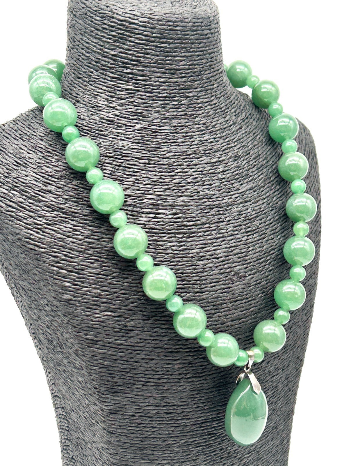 Aventurine Necklace & Earrings Set 925 Sterling Silver Pendant Bale 21”