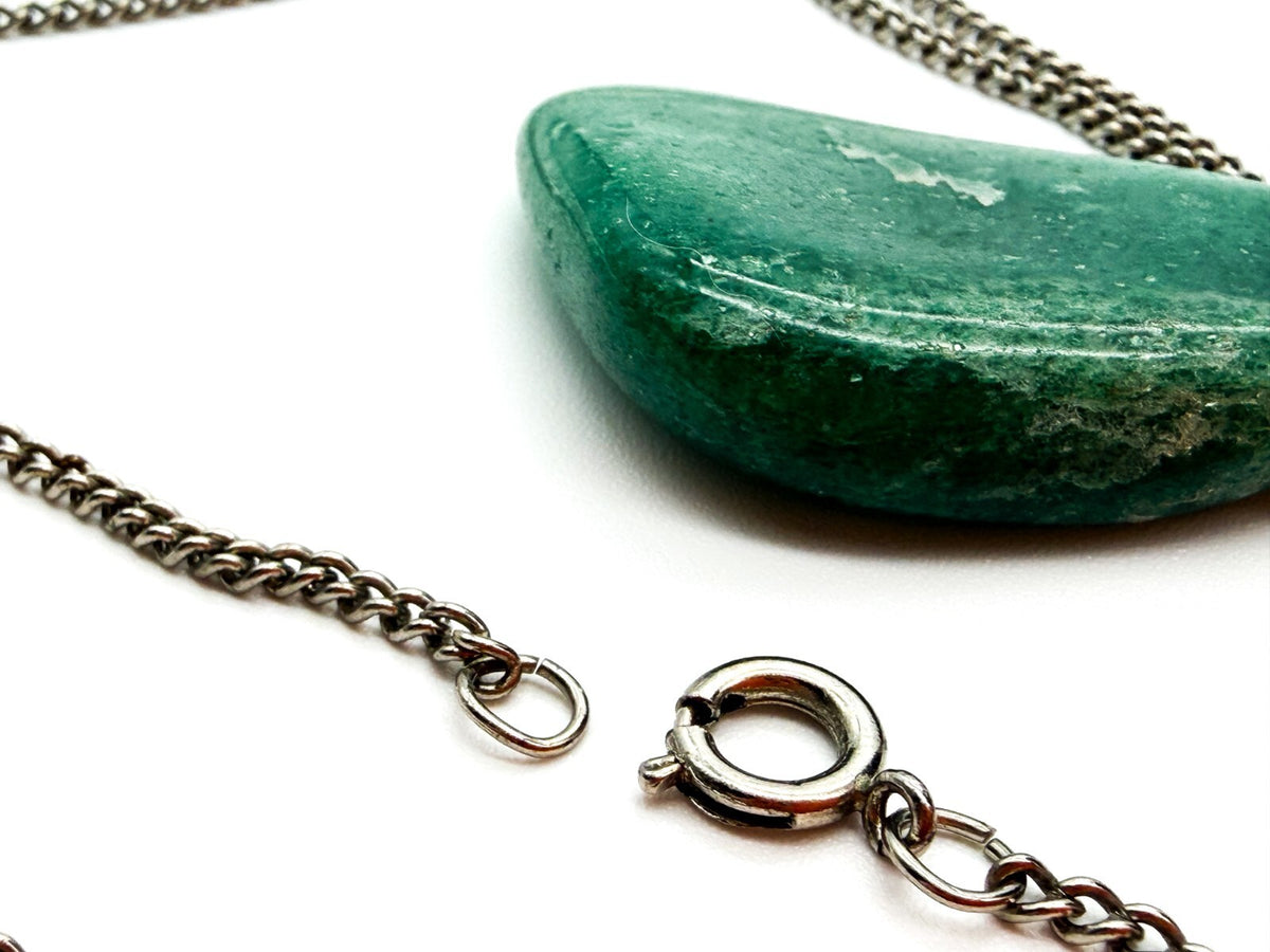 Natural Aventurine Pendant Necklace Green Crystal Stone Long Chain 24”