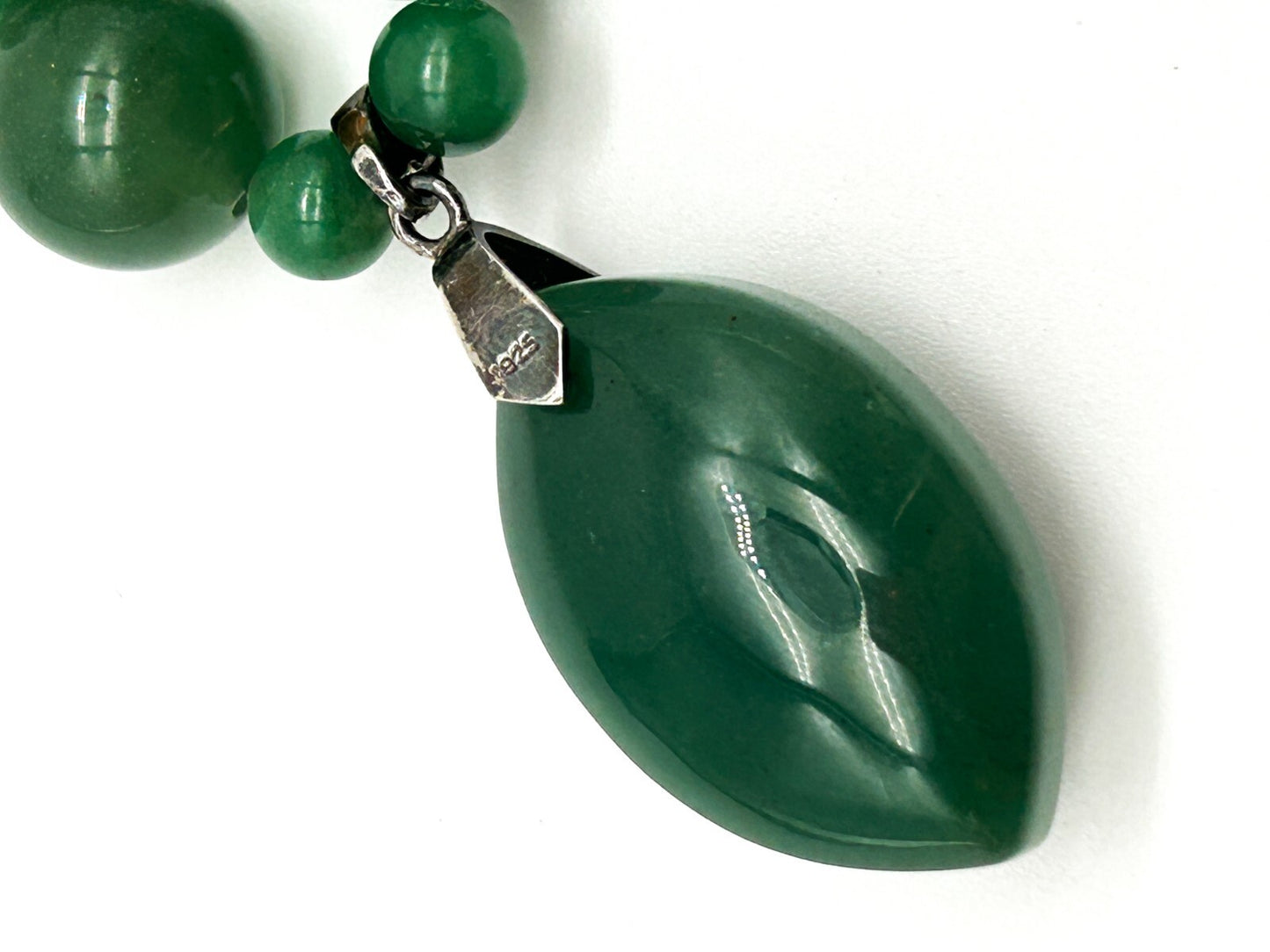 Aventurine Necklace & Earrings Set 925 Sterling Silver Pendant Bale 21”