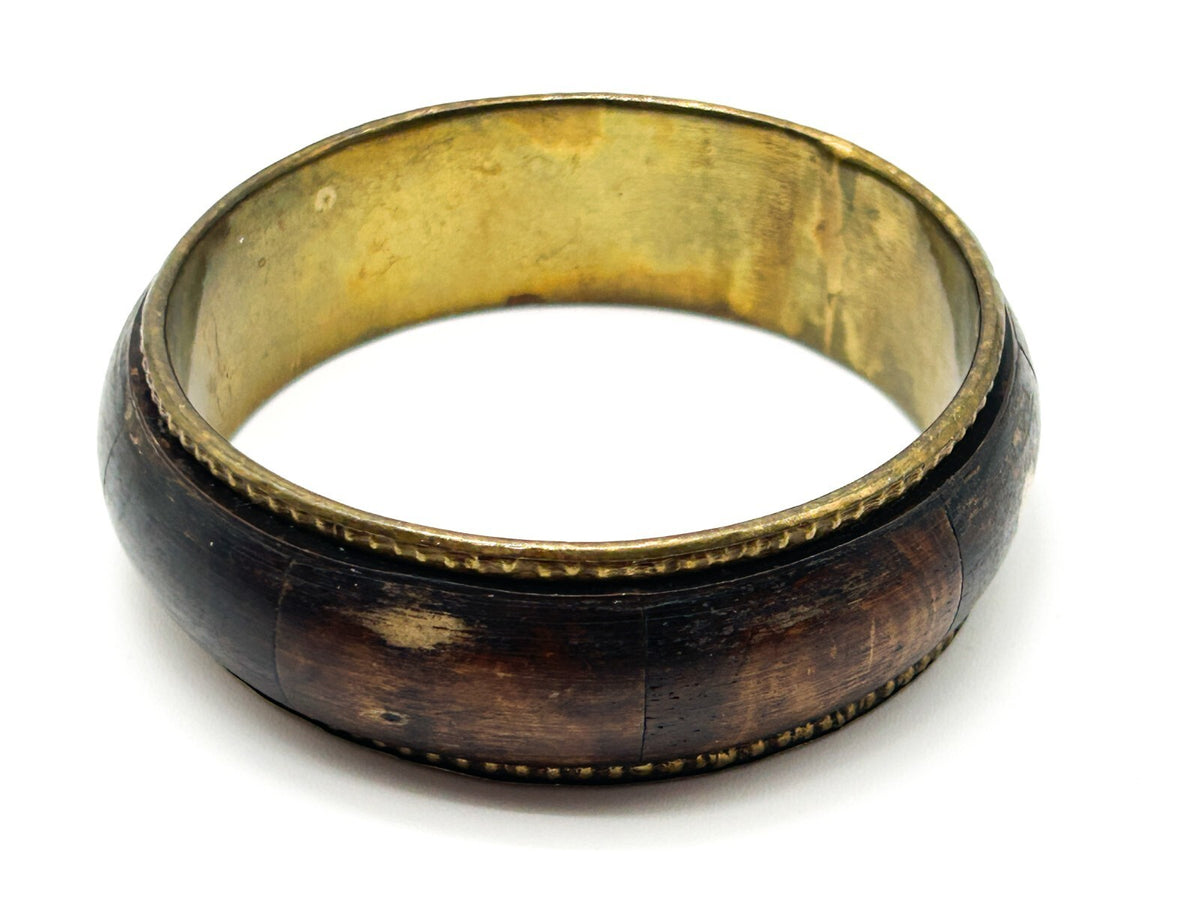 Vintage Natural Organic Material Brass Bangle Boho Natural Bracelet Bohemian 6.5