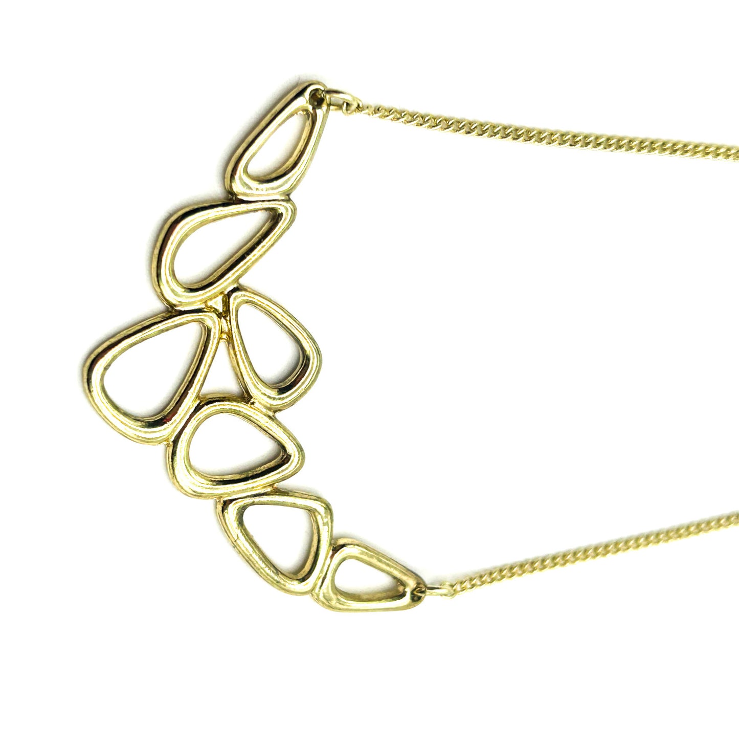 Gold Tone Teardrop Necklace Minimalist Abstract Panel Dainty Chain 16”