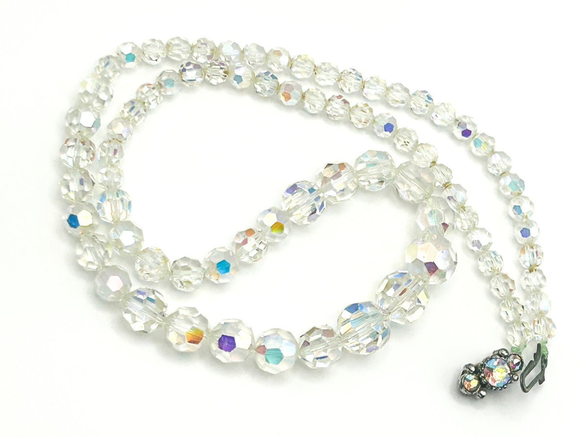 Vintage Single Graduated Strand Aurora Borealis Necklace