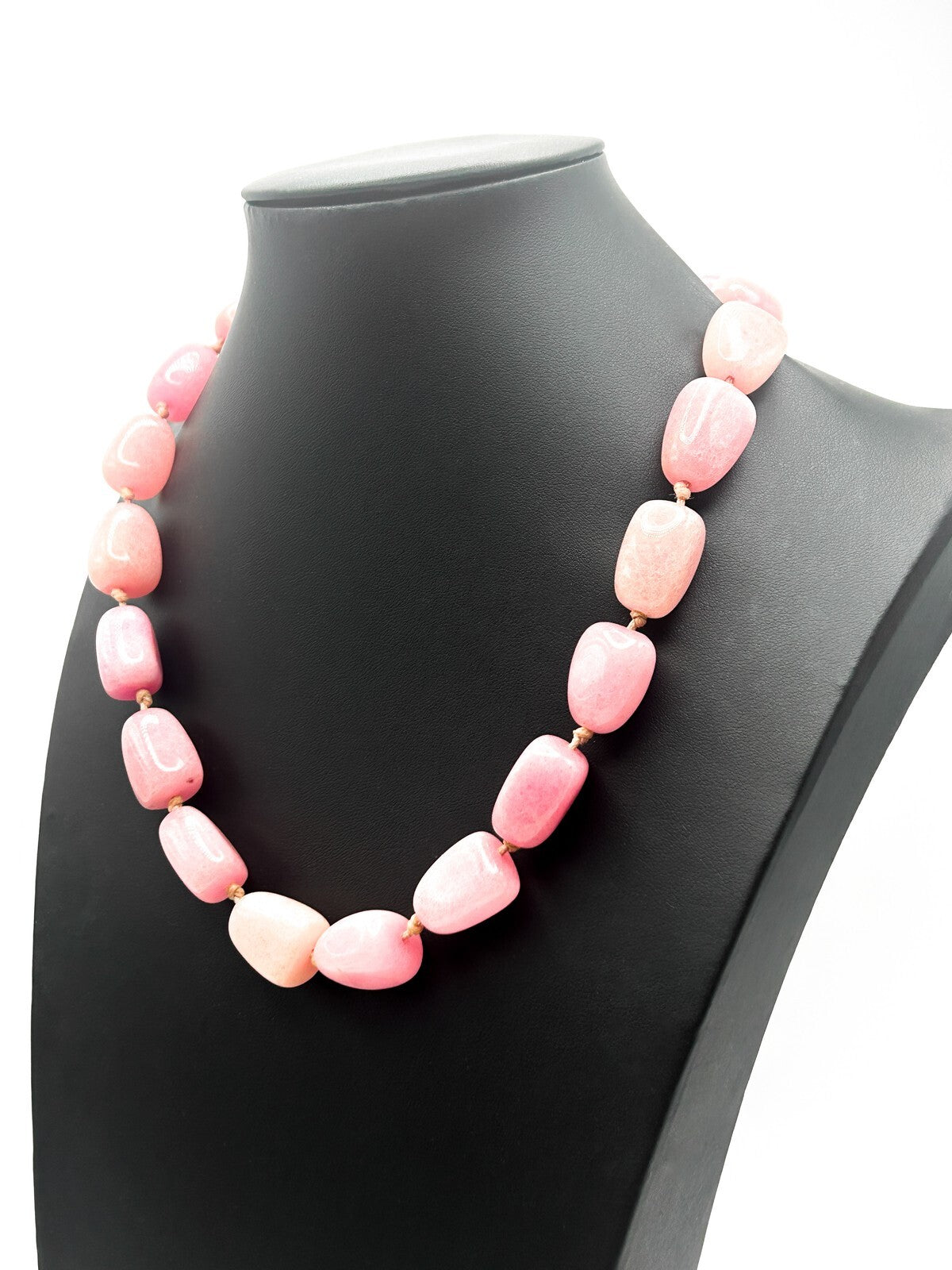 Lola Rose Pink Jade Chunk Necklace – Adjustable Cord boho