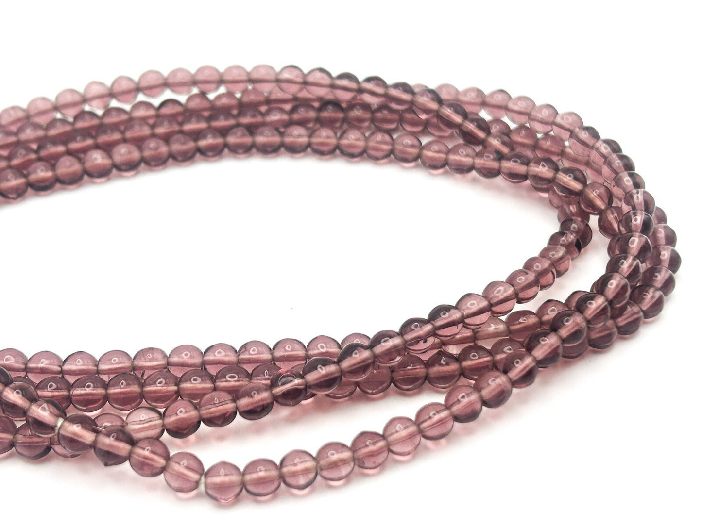 Vintage Mauve Glass Beaded Long Necklace 23"