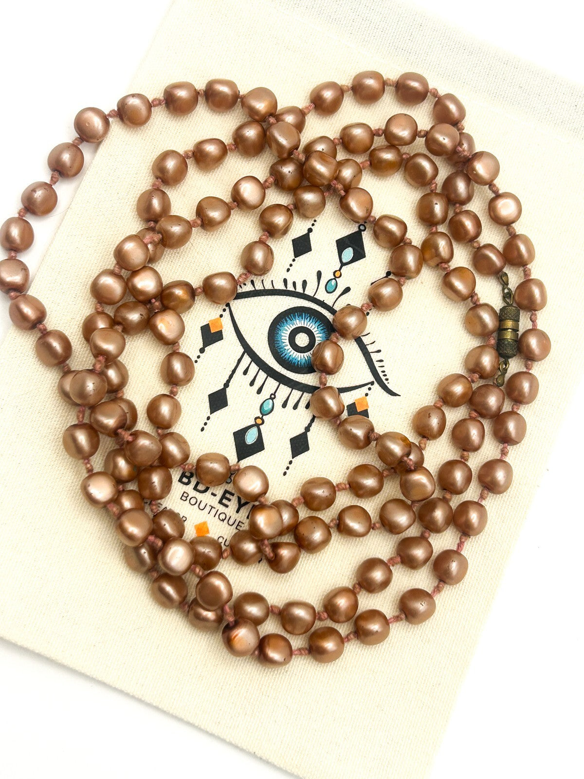 Vintage Dusky Rose Pink Glass Faux Pearl Necklace – Hand Knotted