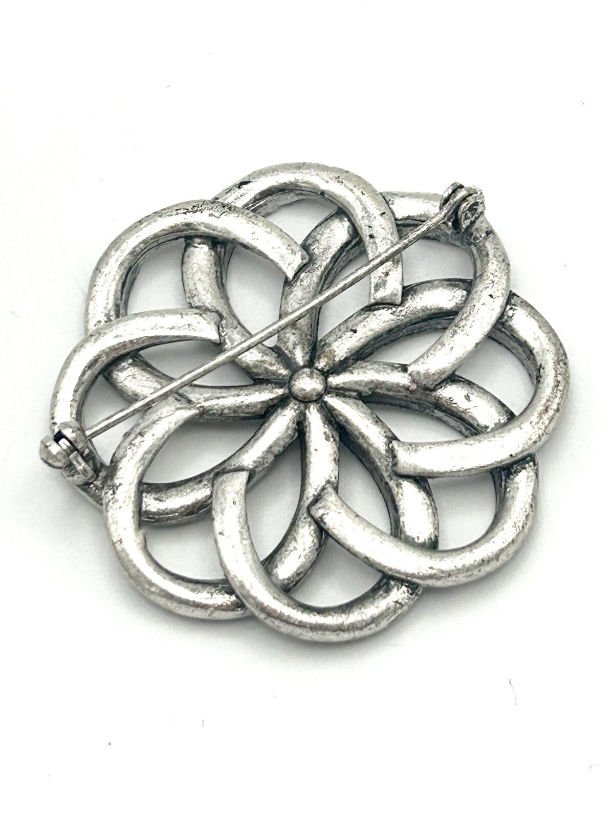 Vintage Celtic Knot Swirl Pewter Brooch