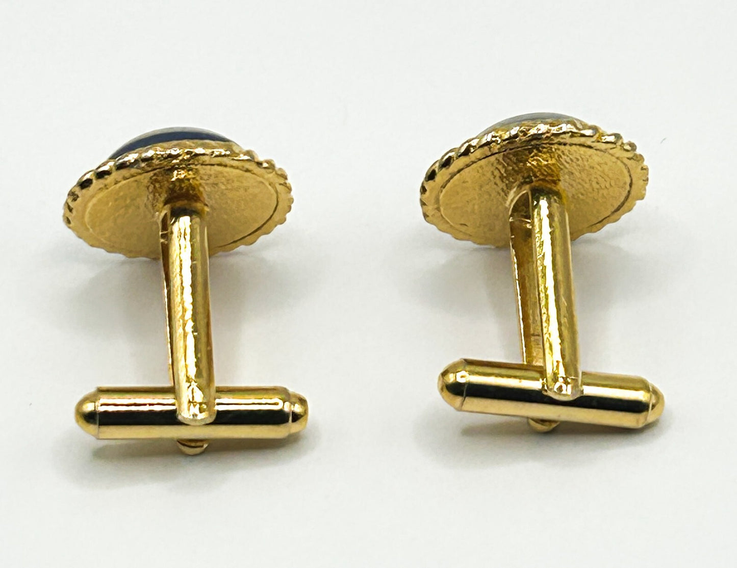 Murano Glass Cufflinks Vintage Blue White Millefiori Gold Tone Italian