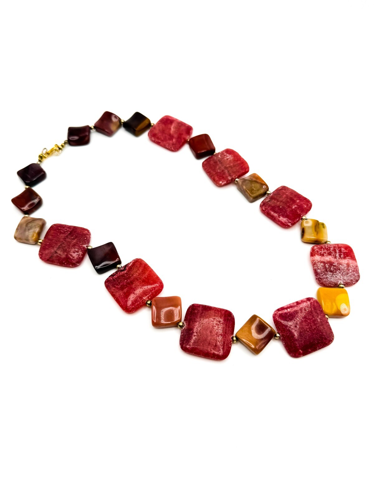 Chunky Rhodonite & Jasper Necklace - Substantial Semi-Precious Pink Gemstones