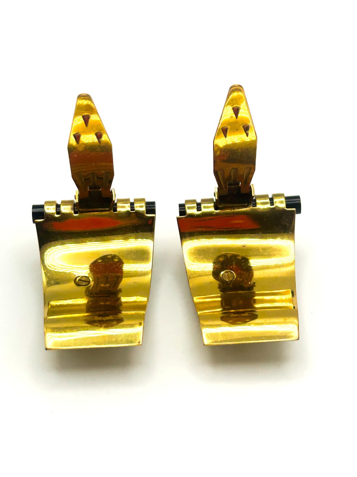 Vintage Shoe Dress Clips Art Deco Jean Painlevé Seahorse Black Gold Pair 1930s