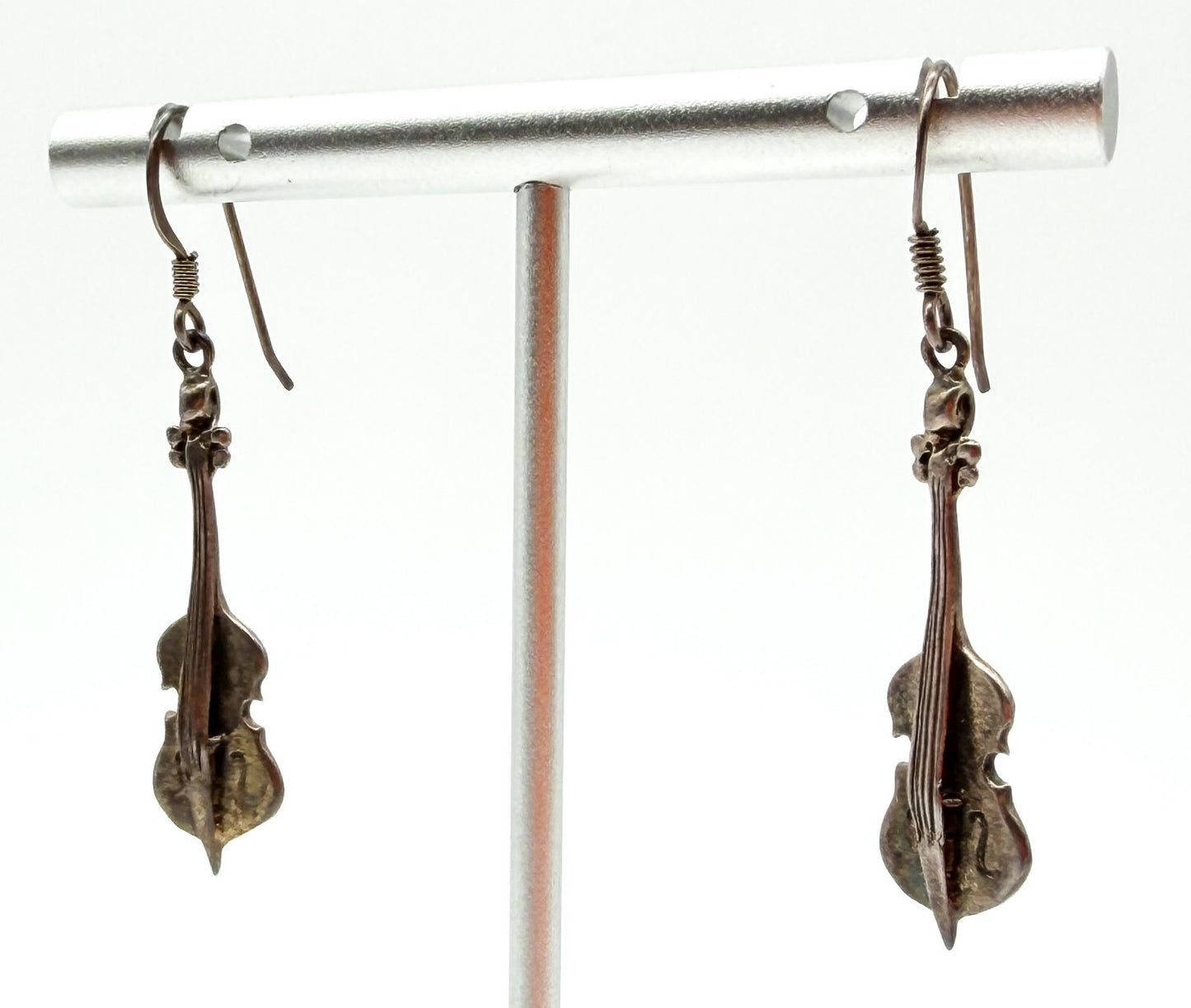 Sterling Silver 925 Double Bass Earrings Strings Instrument Novelty Music Gift