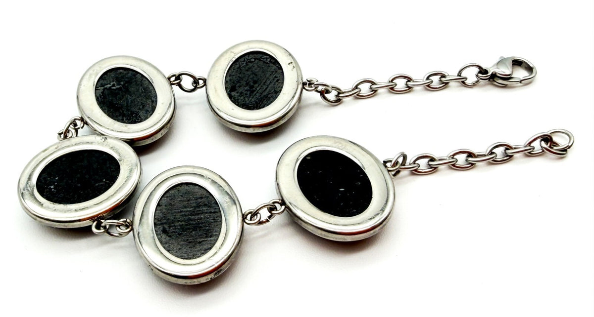 Dichroic Art Glass Panel Bracelet Silver Tone Colour-shifting Iridescent Rainbow