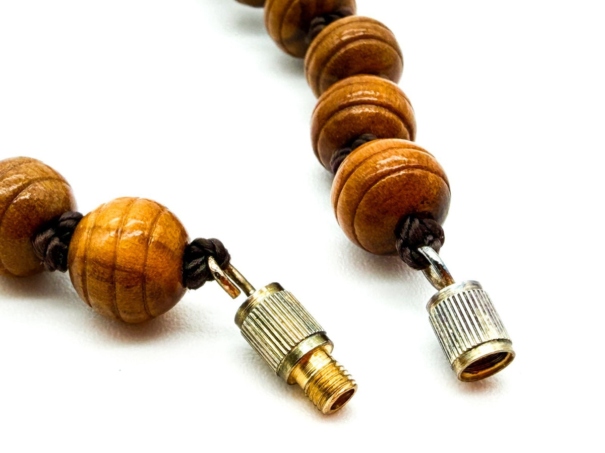 Vintage Faux Wood Acrylic Beaded Necklace Hand Knotted Boho Retro Jewellery