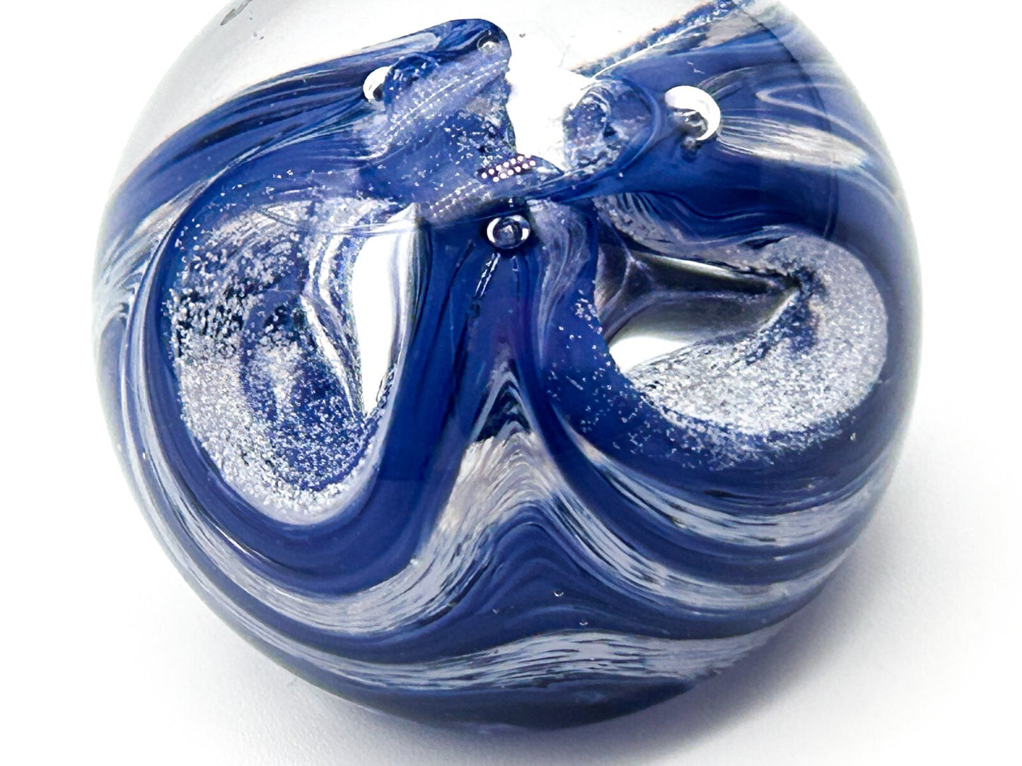 Vintage 1999 Signed SGL Blue Swirl 'Flourise' Paperweight Art Glass