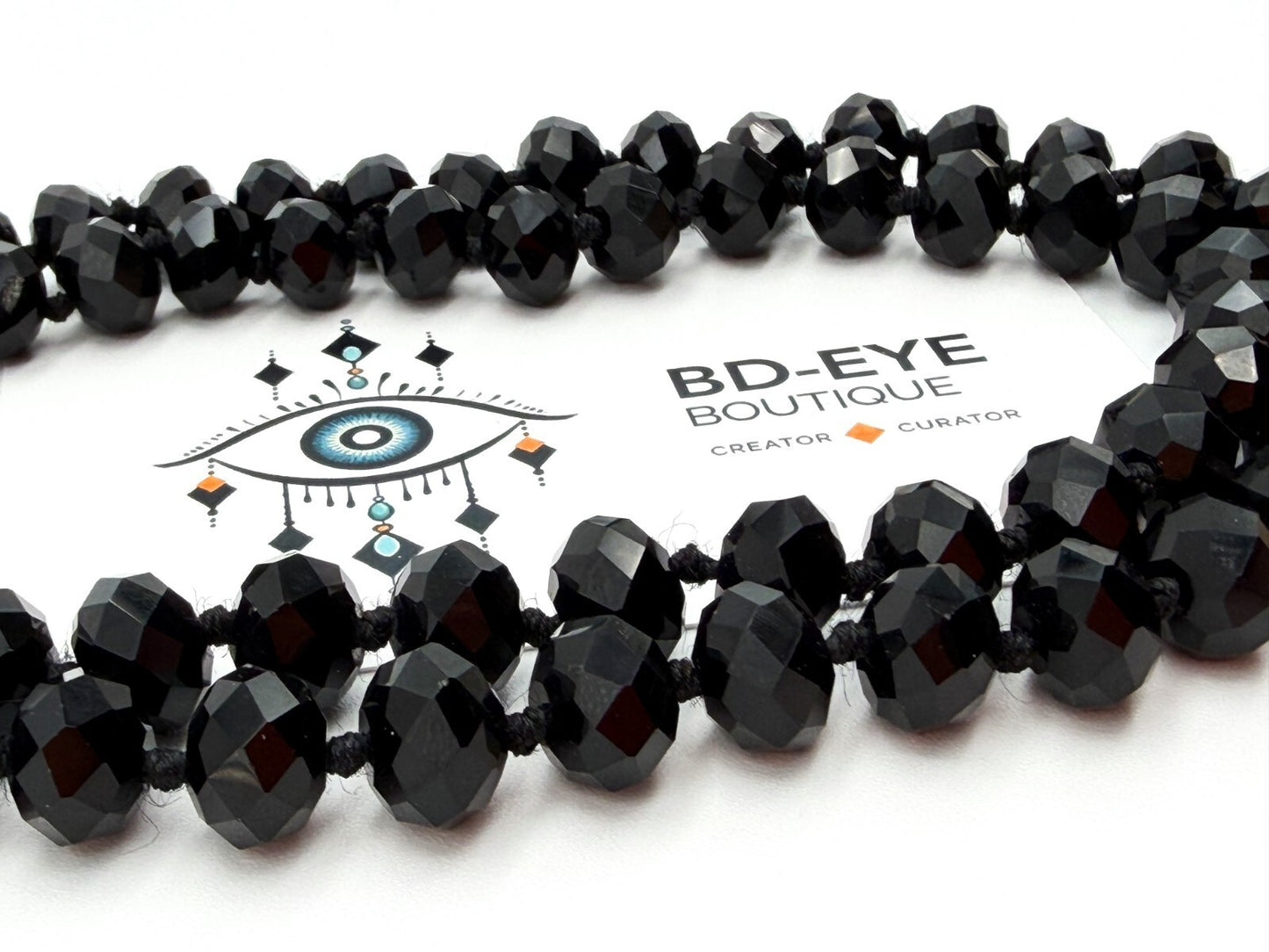 Faceted black glass necklace