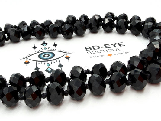 Faceted black glass necklace