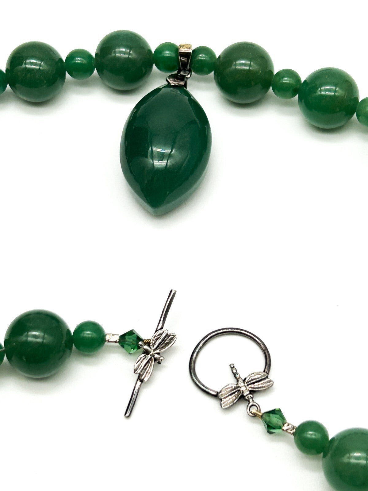 Aventurine Necklace & Earrings Set 925 Sterling Silver Pendant Bale 21”