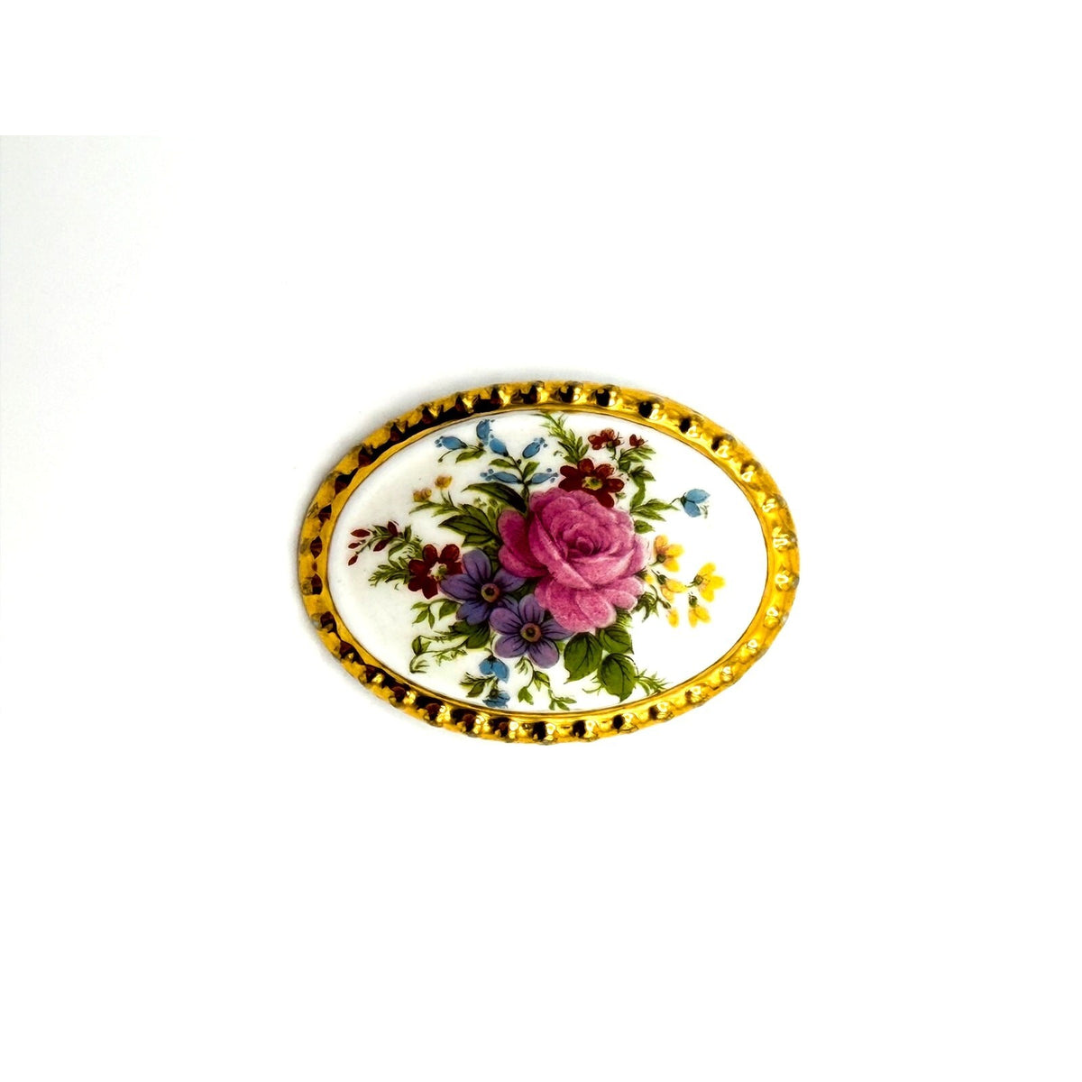 Vintage (60s-70s) Fine Bone China Countess Brooch – Hand-Painted Floral Design