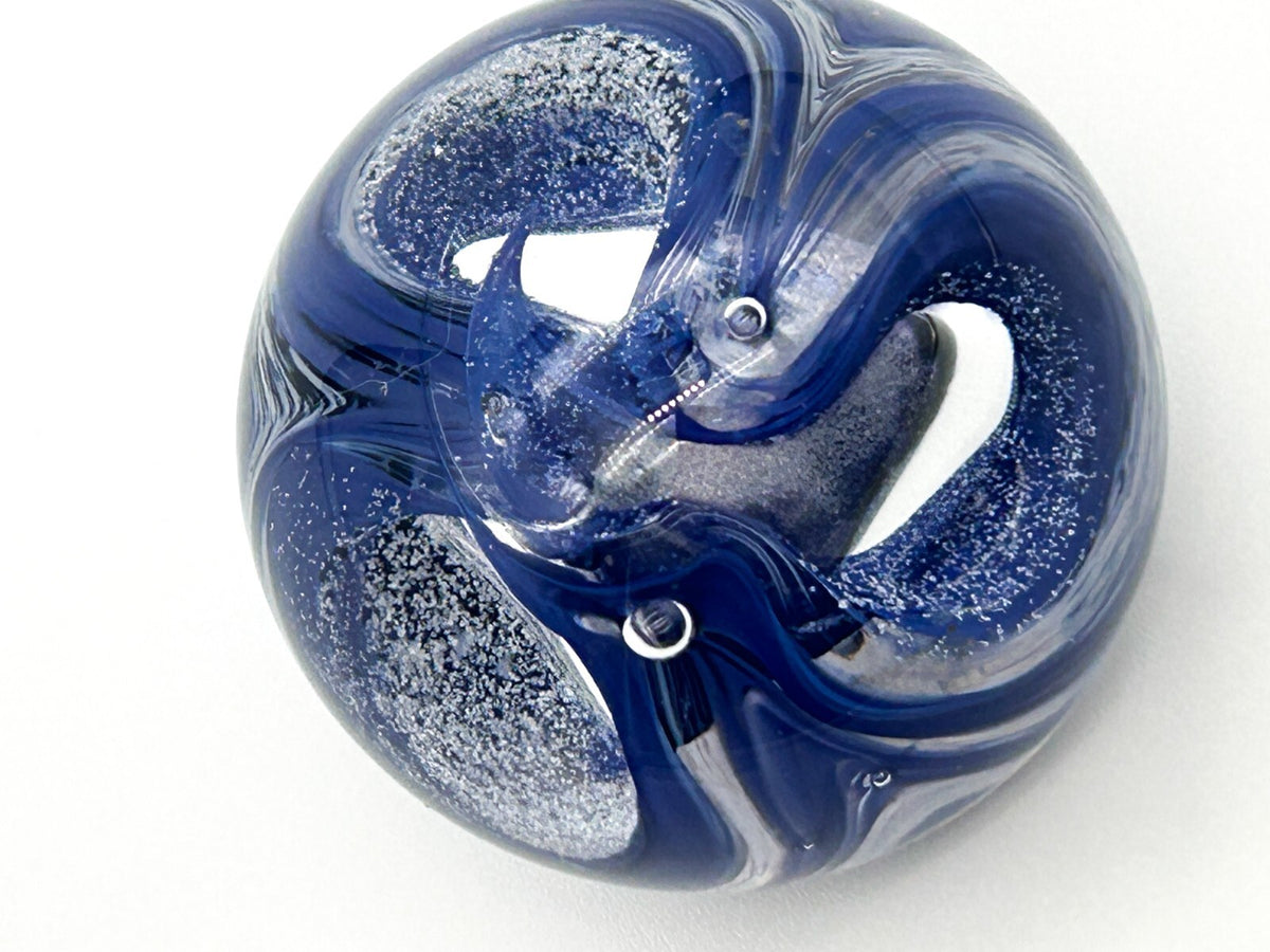 Vintage 1999 Signed SGL Blue Swirl 'Flourise' Paperweight Art Glass