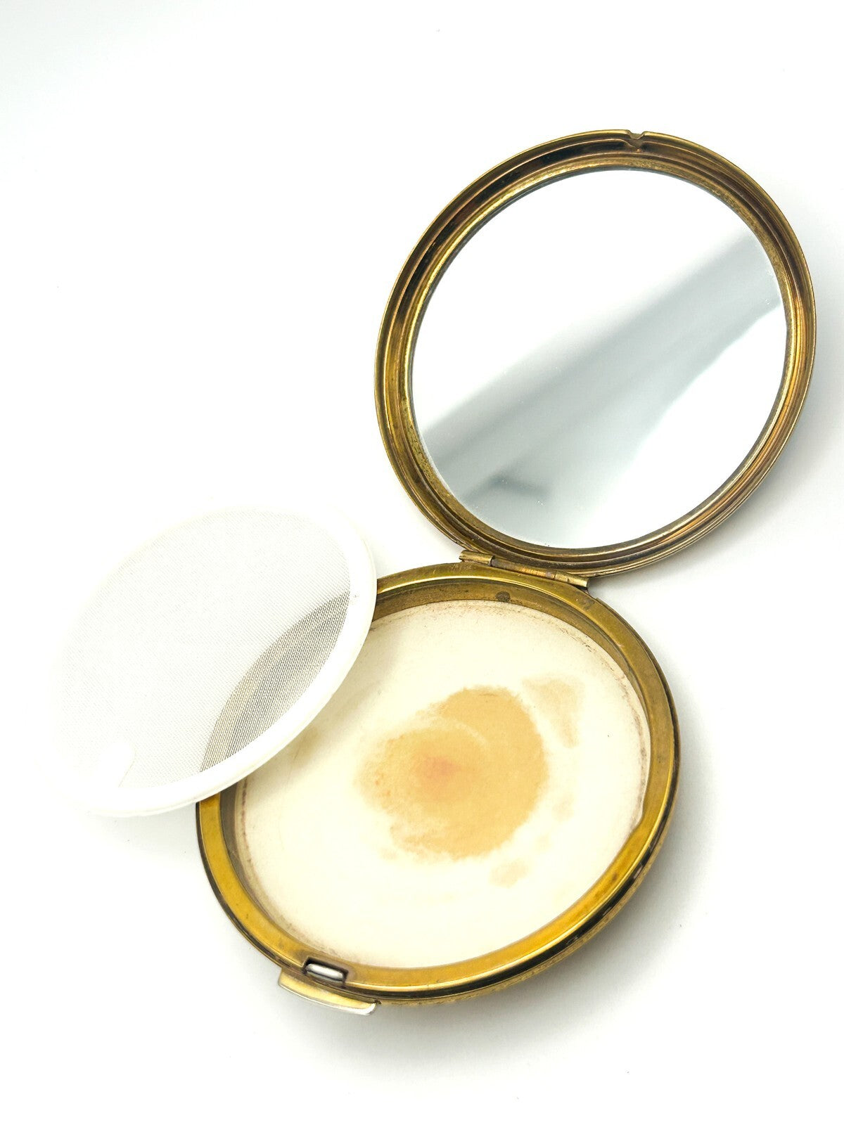 Vintage Stratton Floral Butterfly Powder Compact Gold Tone Mirror England