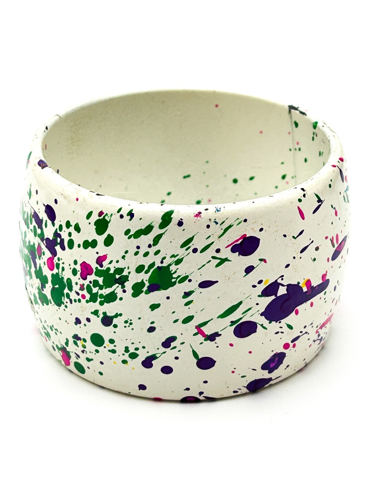 Retro Paint Splat Acrylic Chunky Cuff Bracelet Pink Purple Green Bangle