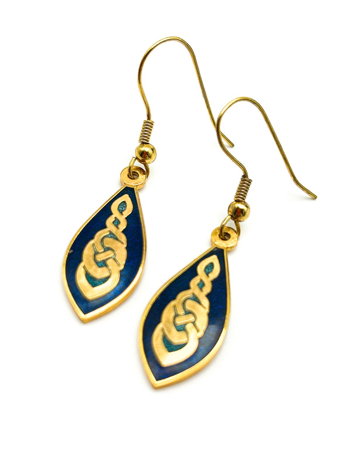 VTG Celtic Lands Sea Gems Collection Blue Enamel & Gold-Plated Teardrop Earrings