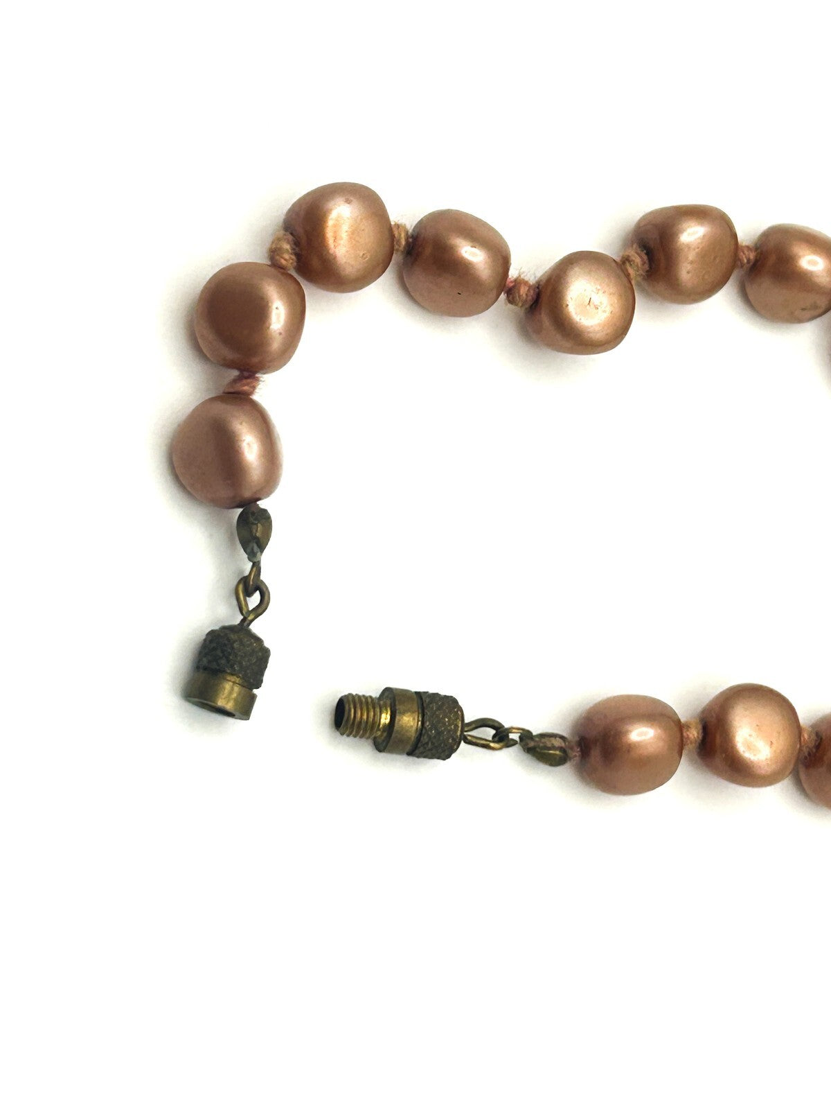 Vintage Dusky Rose Pink Glass Faux Pearl Necklace – Hand Knotted