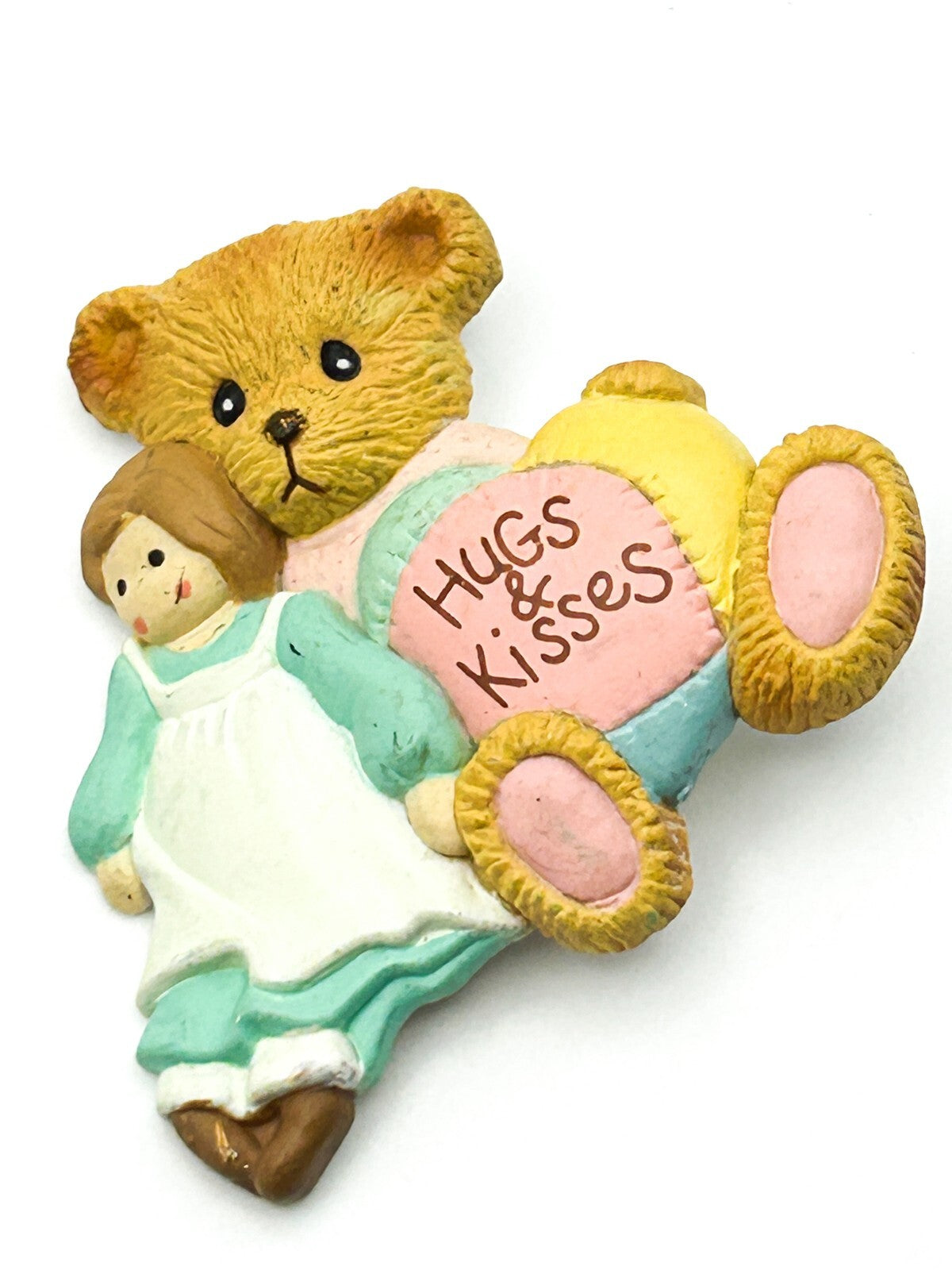 Vintage Cherished Teddies Brooch Teddy & Doll 1993 Collectible Pin