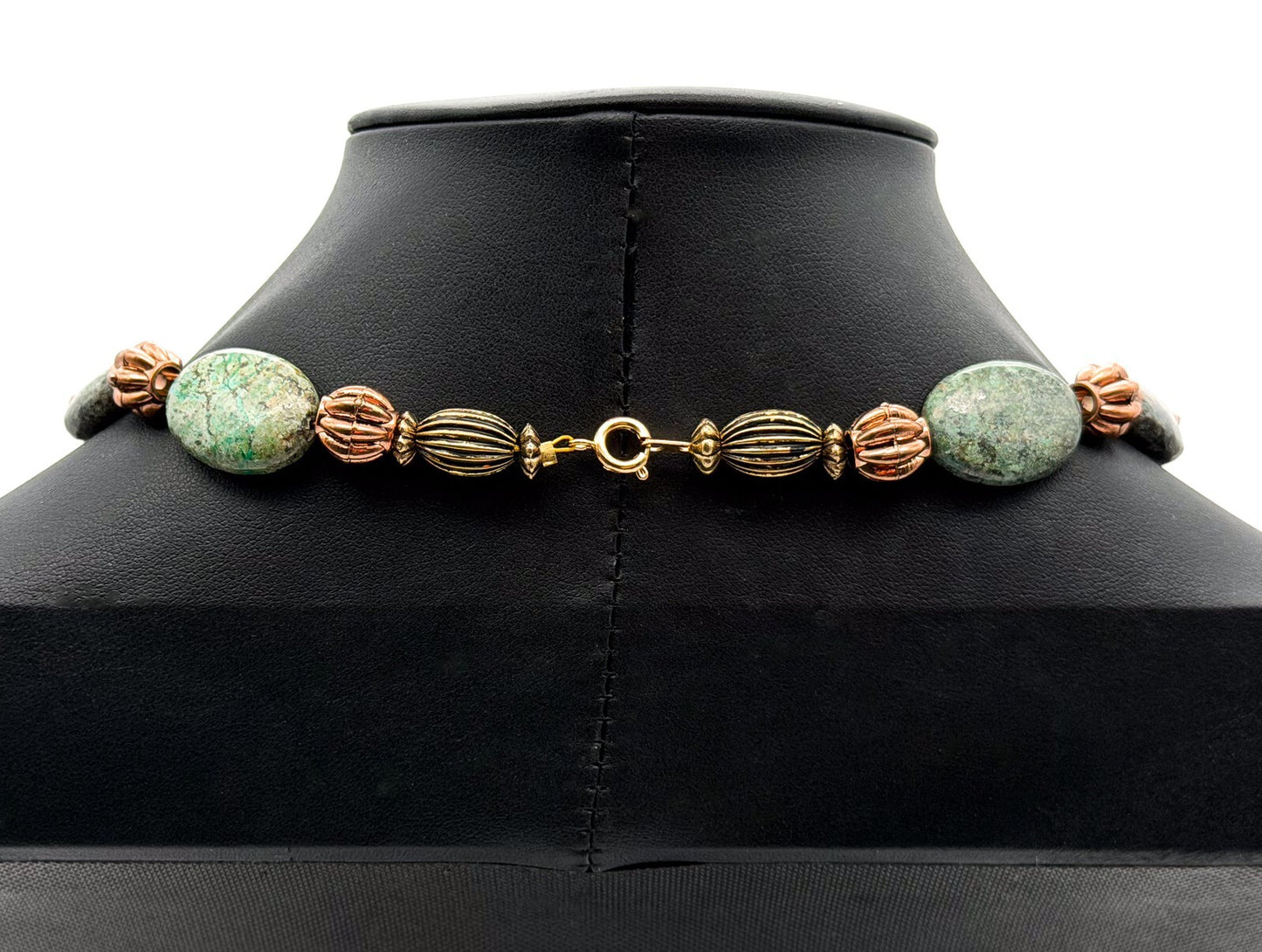 Boho Green Jasper Necklace Faceted Centrepiece Mixed Bead Statement