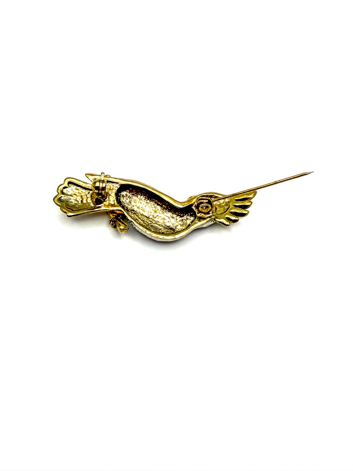 Vintage Cockatoo Brooch - Gold and Silver Tone Figural Design