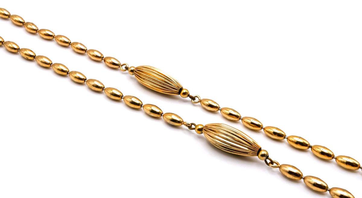 Napier Gold Tone Oval Bead Long Strand Necklace – 64”