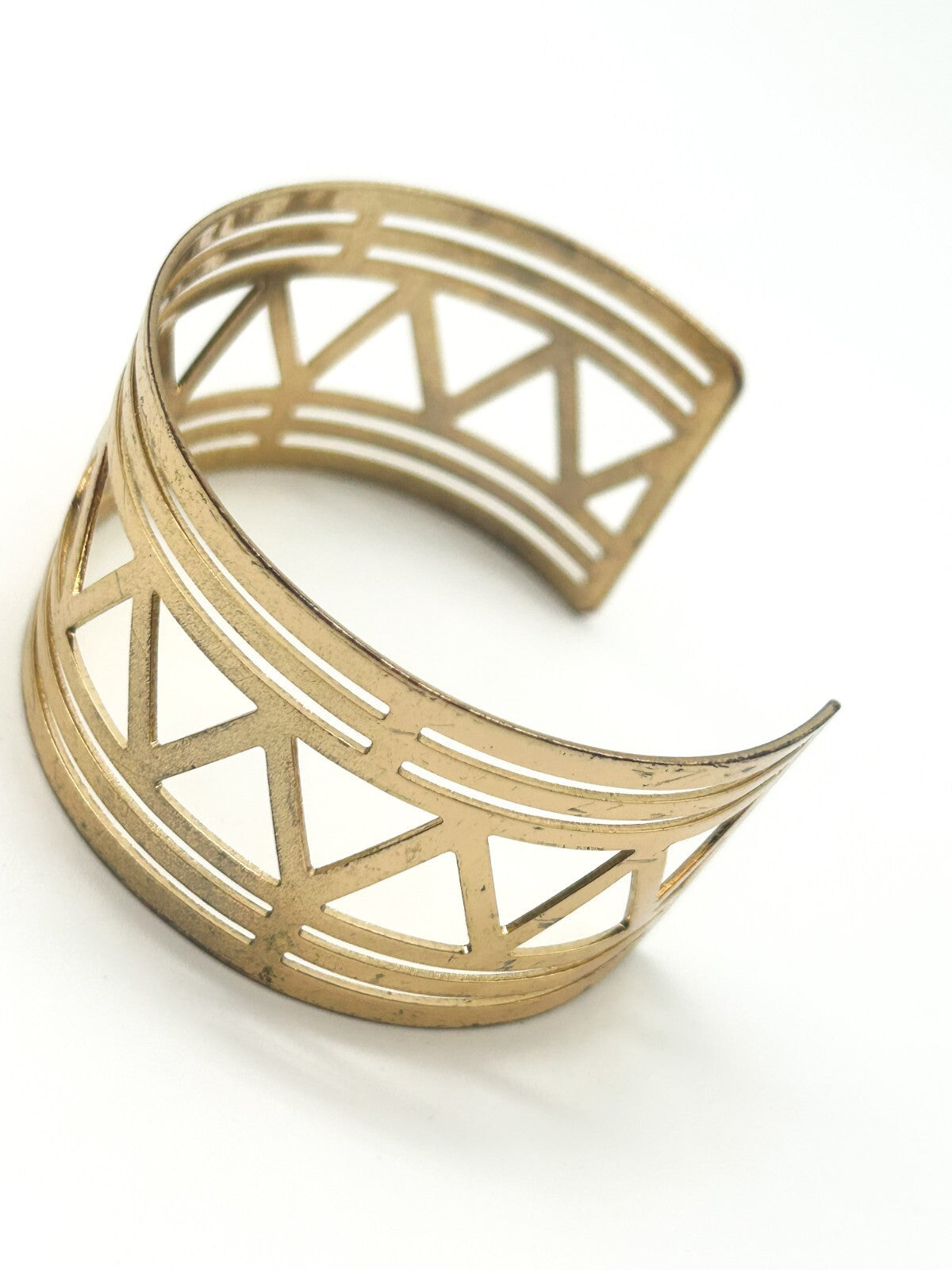 Modern Bangle Bundle Silver Tone Hinged Wavy Bangle Gold Tone Geometric Cuff