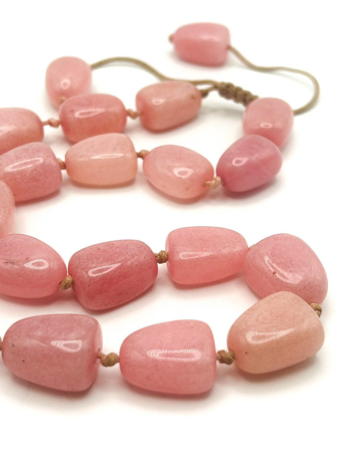 Lola Rose Pink Jade Chunk Necklace – Adjustable Cord boho