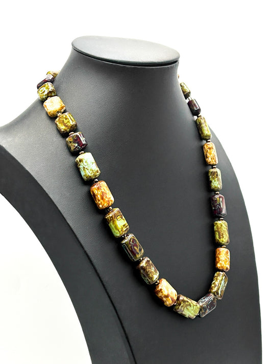 Vintage Picasso Mottled Glass Bead Necklace – 21.5”