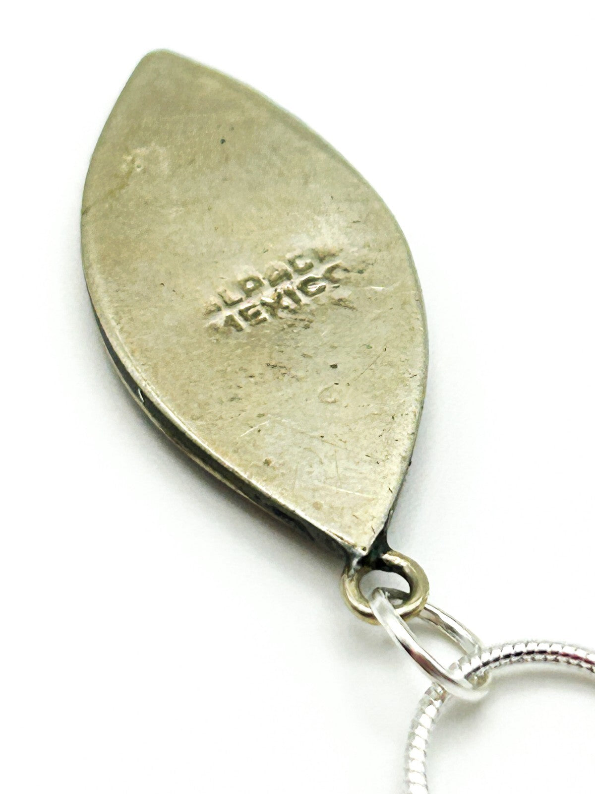 Paua Abalone Shell Marquis Pendant Necklace in Alpaca Silver