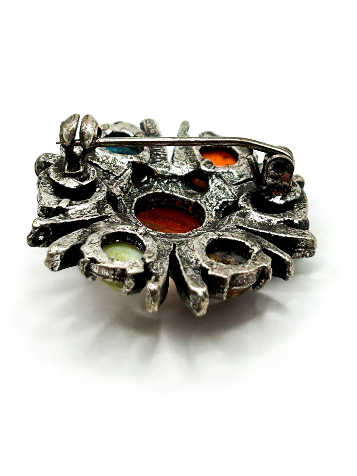 Vintage Miracle Brooch Faux Agate Glass Cabochon Silver Tone Celtic Jewellery